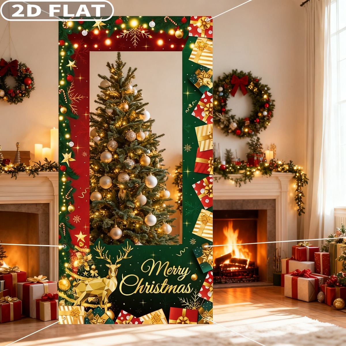 Photo Booth Prop - 2D FLAT 1 pc Green Christmas