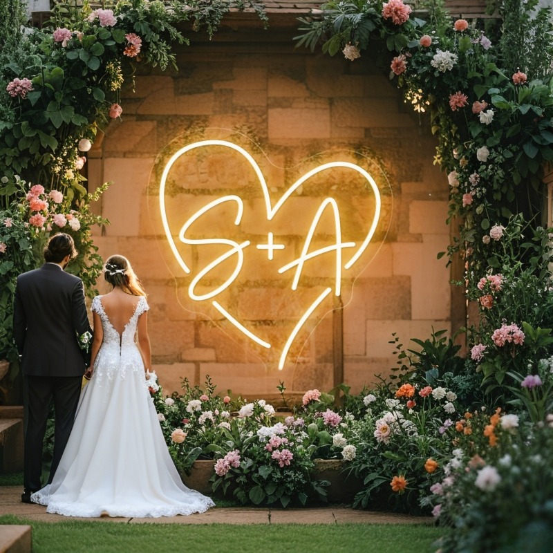 Wedding Led - Custom Initials Heart LED Neon Sign,