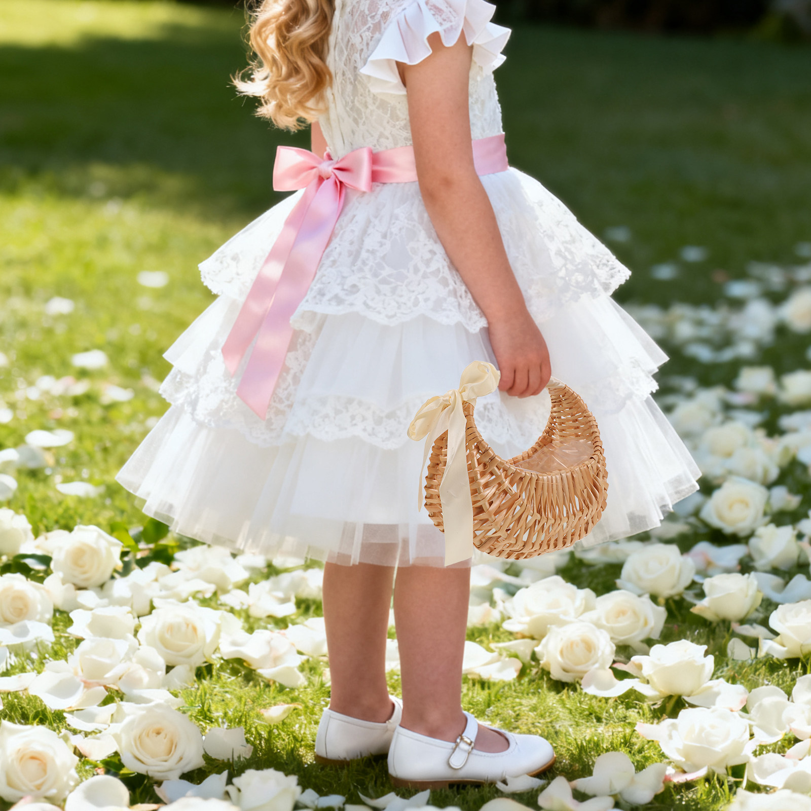 Flower Girl Basket Handmade Wo - Wedding Ceremony Supply recension och pris