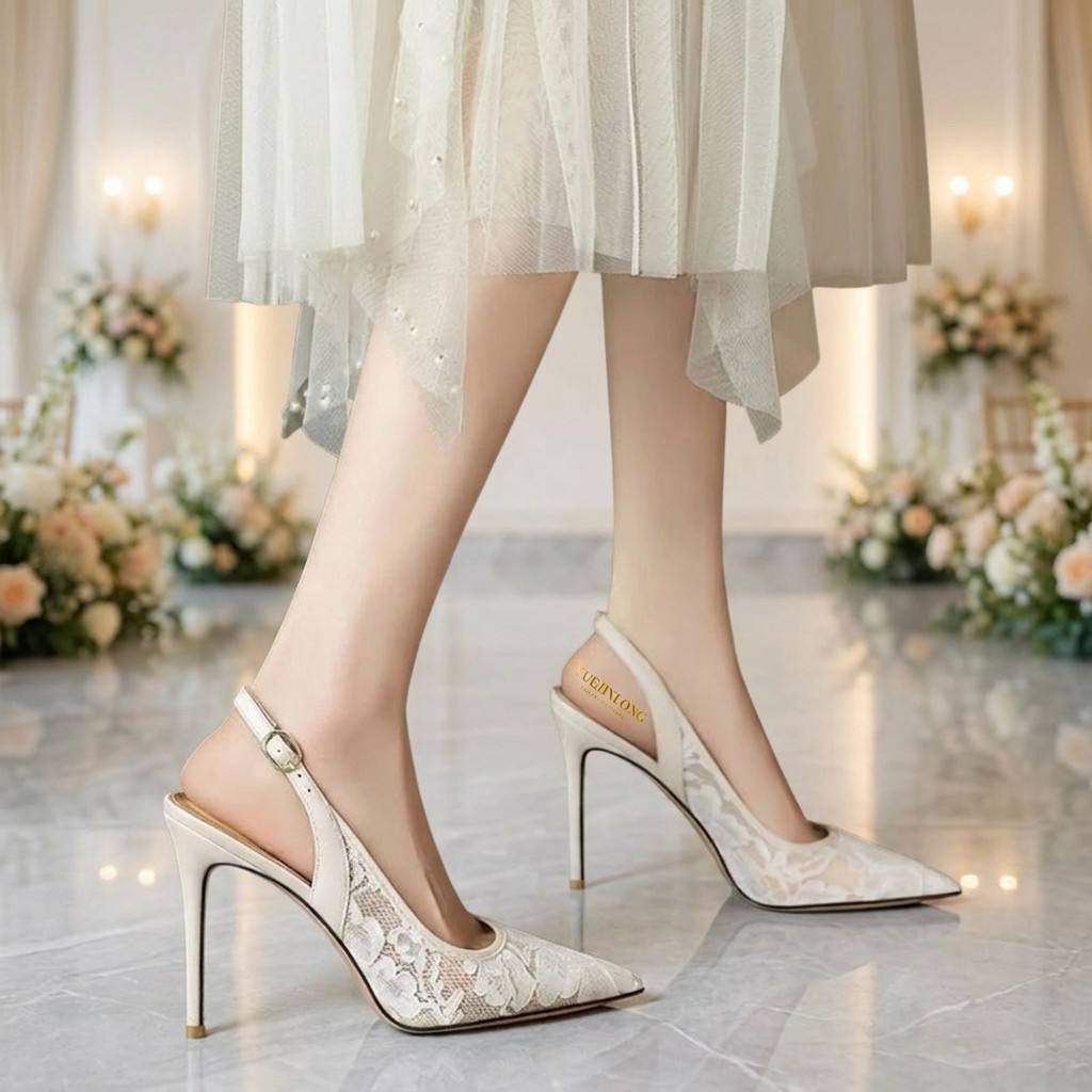 Sexy Sharp Toe Lace Mules Wome - Wedding Super recension och pris