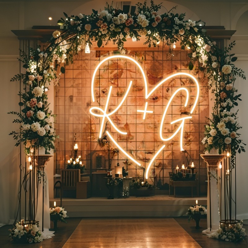 Custom Initials Heart LED Neon - Wedding Led recension och pris
